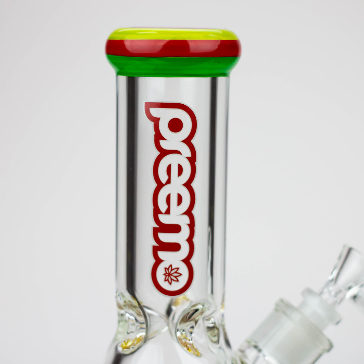 glass neck of the preemo 10 inch triple band beaker bong