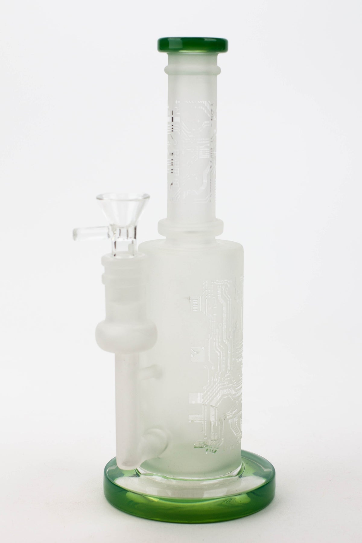 9.5" Sandblasted Glass Bong With Tire Diffuser in Green