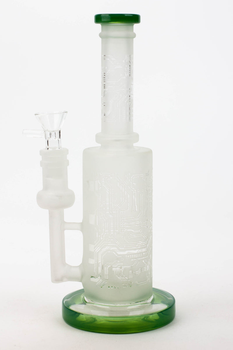 Side View of the 9.5" Sandblasted Glass Bong With Tire Diffuser