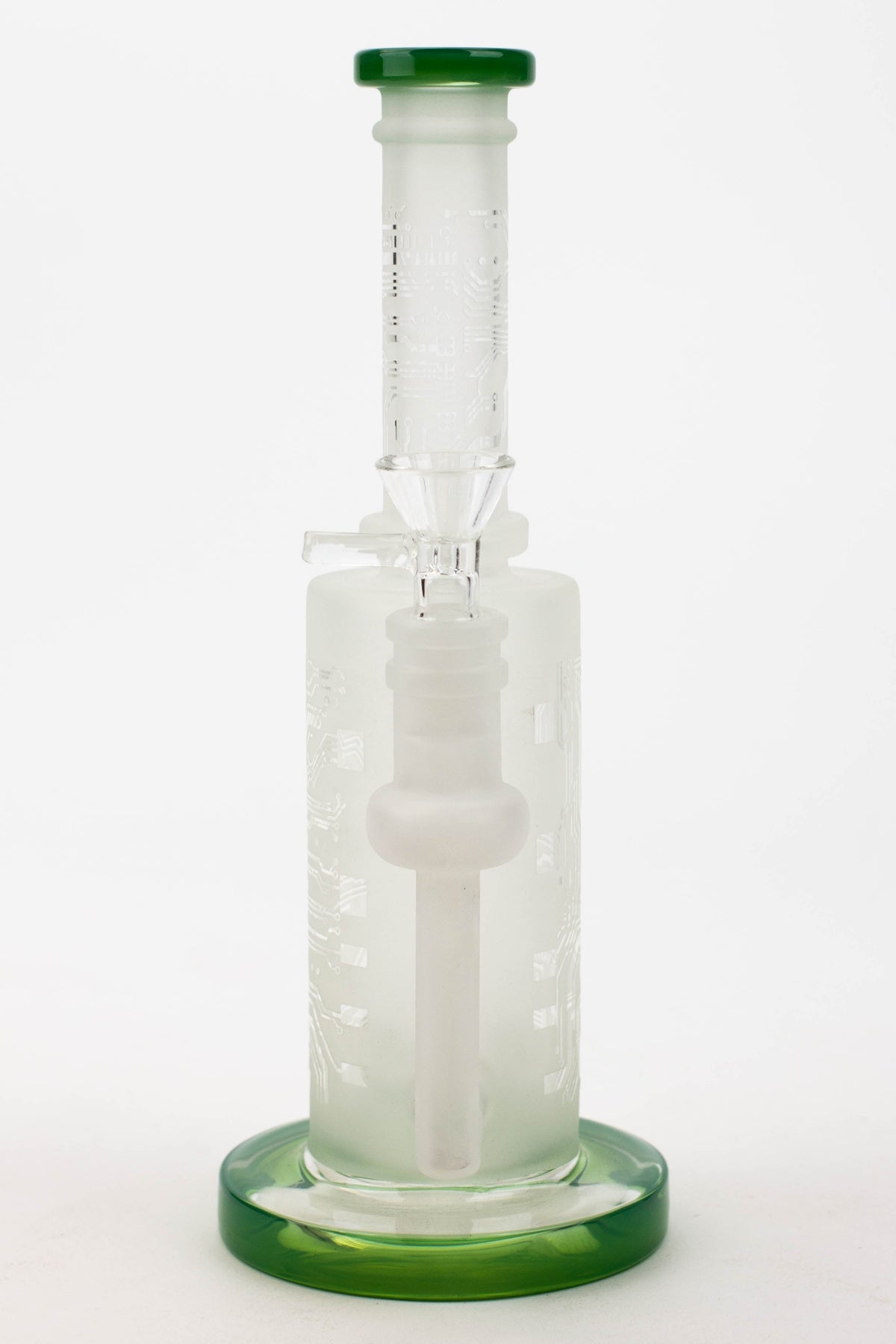 Front View of the 9.5 inch Sandblasted Glass Bong in Green