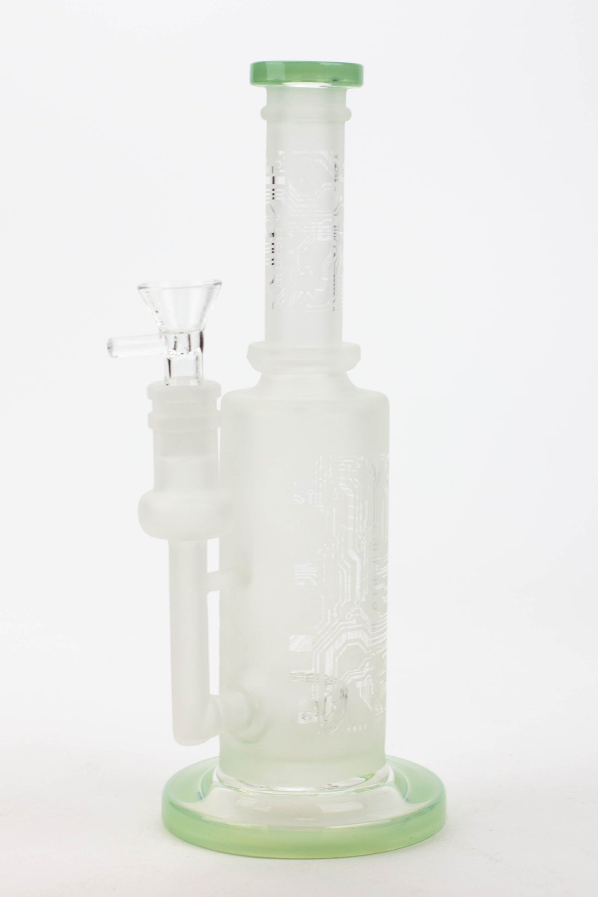 9.5" Sandblasted Glass Bong With Tire Diffuser in Light Green