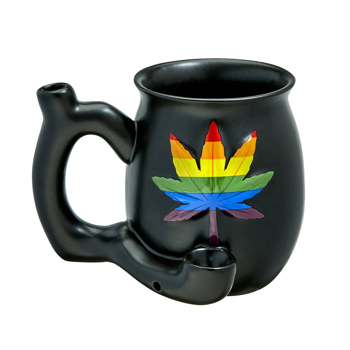 Rainbow Leaf Matte Black Pipe Mug