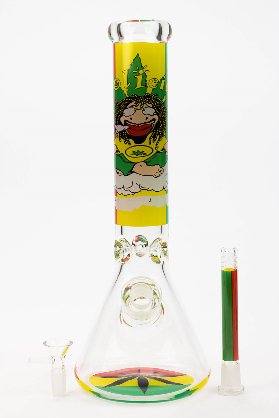 13.5 inch Rasta Beaker Bong with bowl piece and downstem