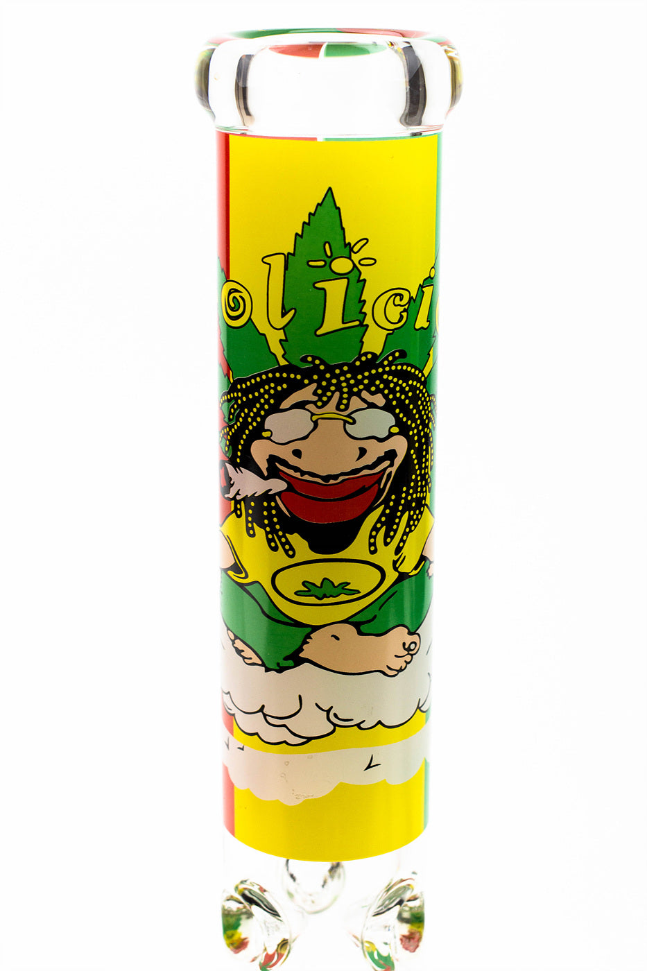 Front View of the 13.5 inch Rasta Beaker Bong