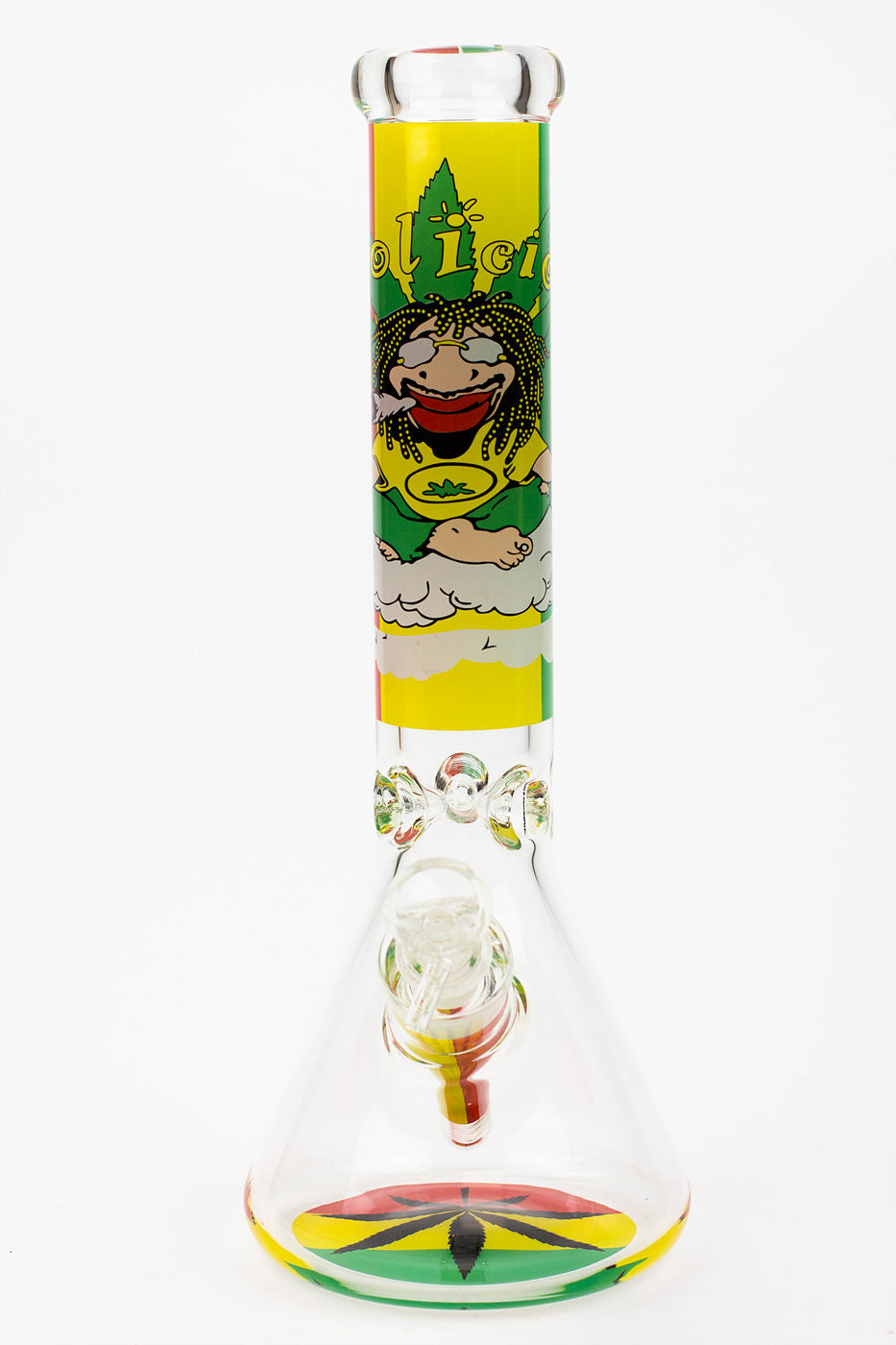 Front View of the 13.5" Rasta Beaker Bong