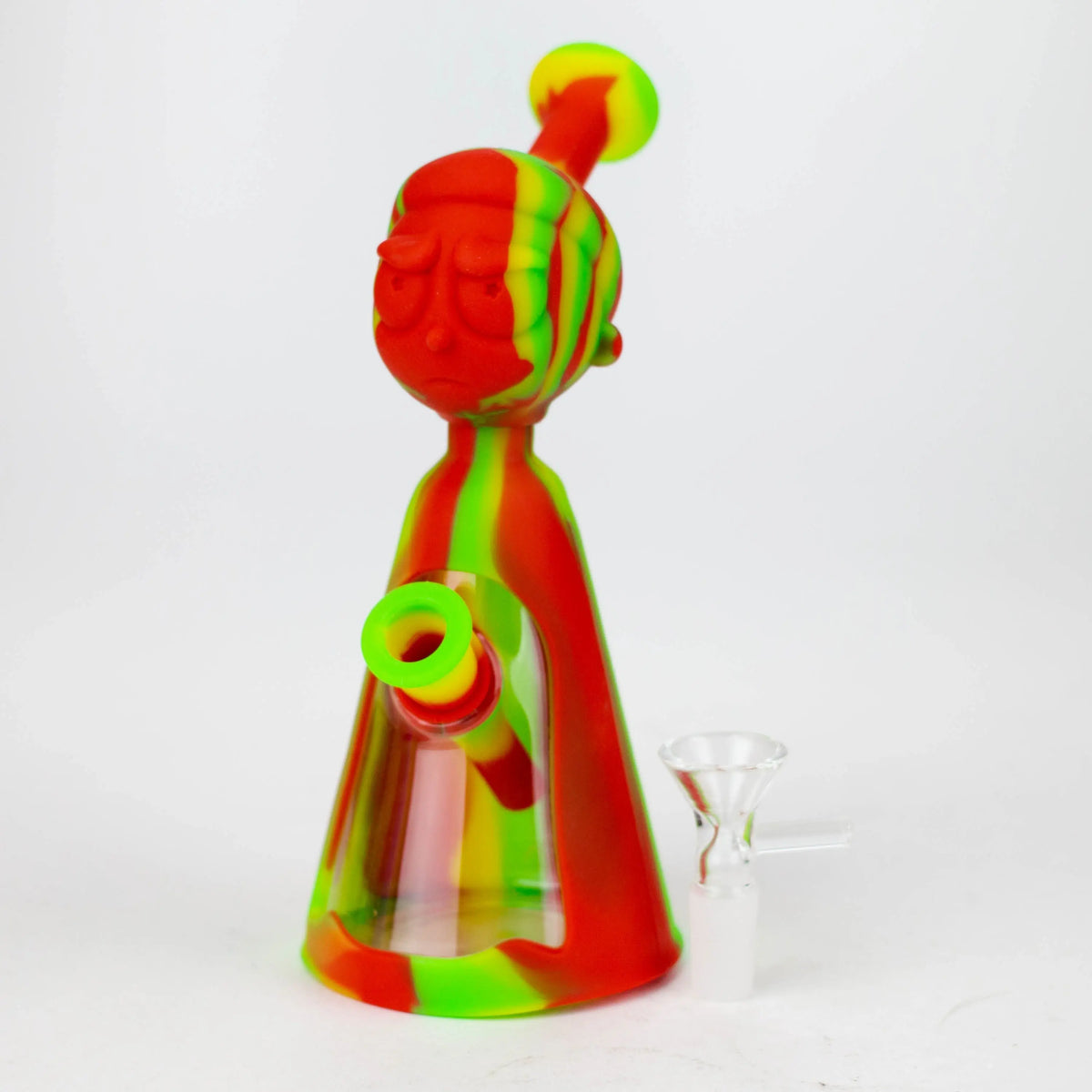 Rick And Morty themed Silicone Bong with glass bowl piece