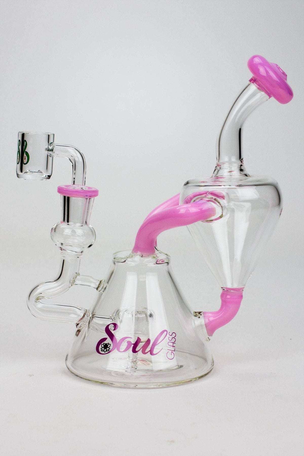 Side View of the 8 inch SOUL Glass 2-in-1 Recycler Dab Rig And Bong Hybrid