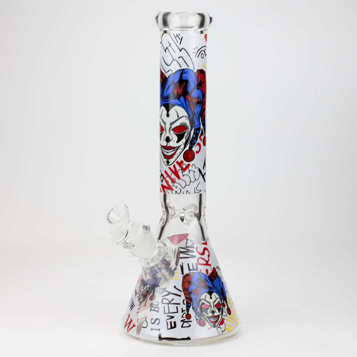 14" Clear Freaky Clown Glow In The Dark Bong