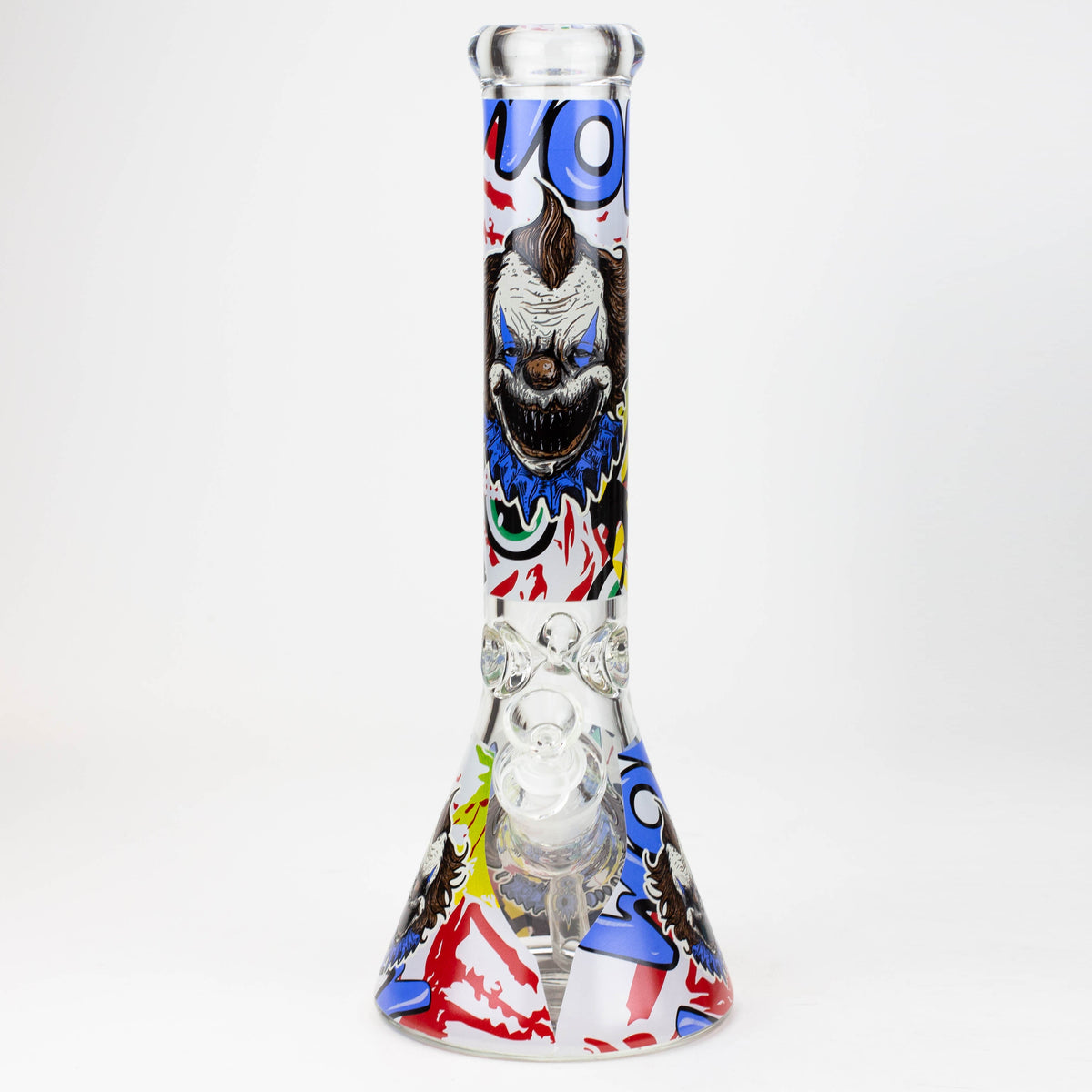 Front View of the 14" Freaky Clown Glow In The Dark Bong