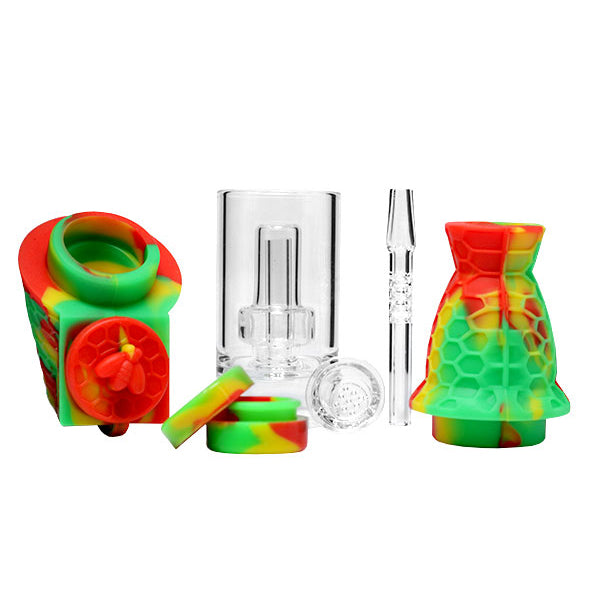 8 inch Silicone Nectar Collector Bubbler disassembled