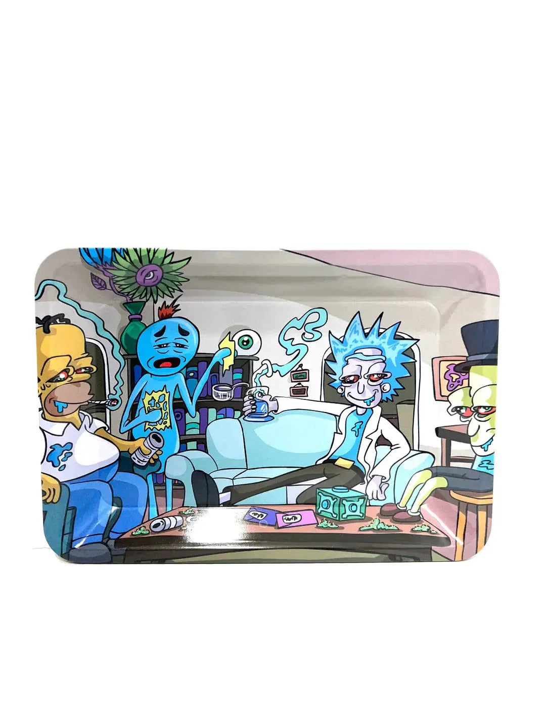 Small Metal Rolling Tray with Cartoon Design