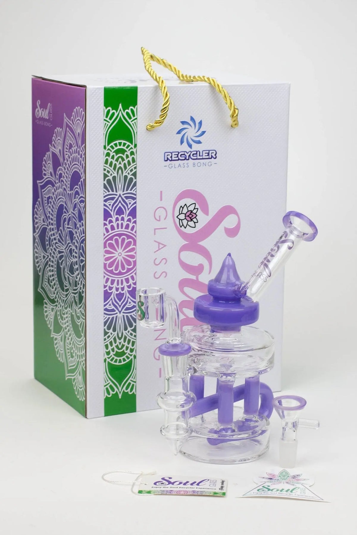 SOUL Glass 8 inch Cube Chamber Recycler Dab Rig Hybrid Gift Box