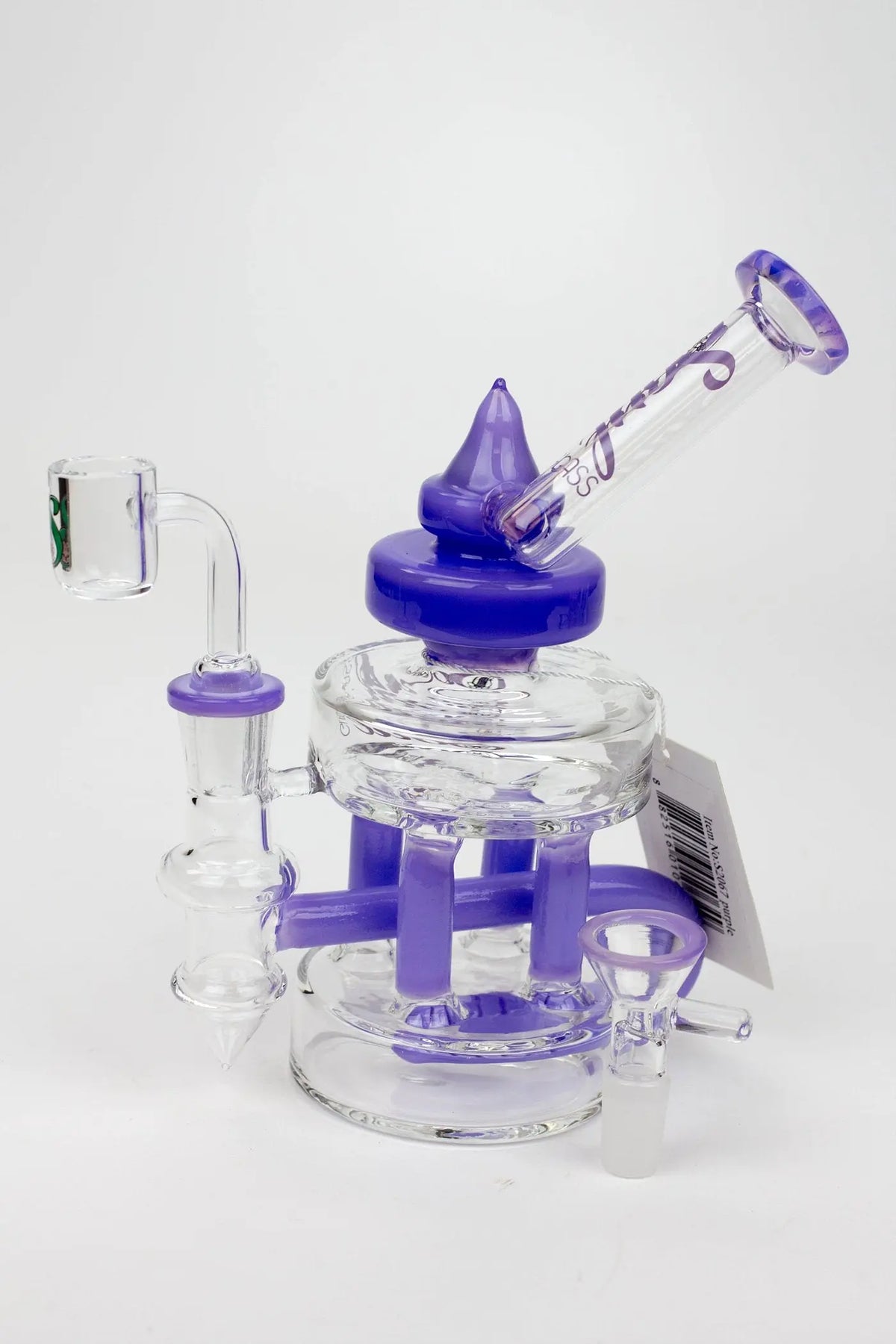 SOUL Glass 8 inch Cube Chamber Recycler Dab Rig Hybrid in Purple