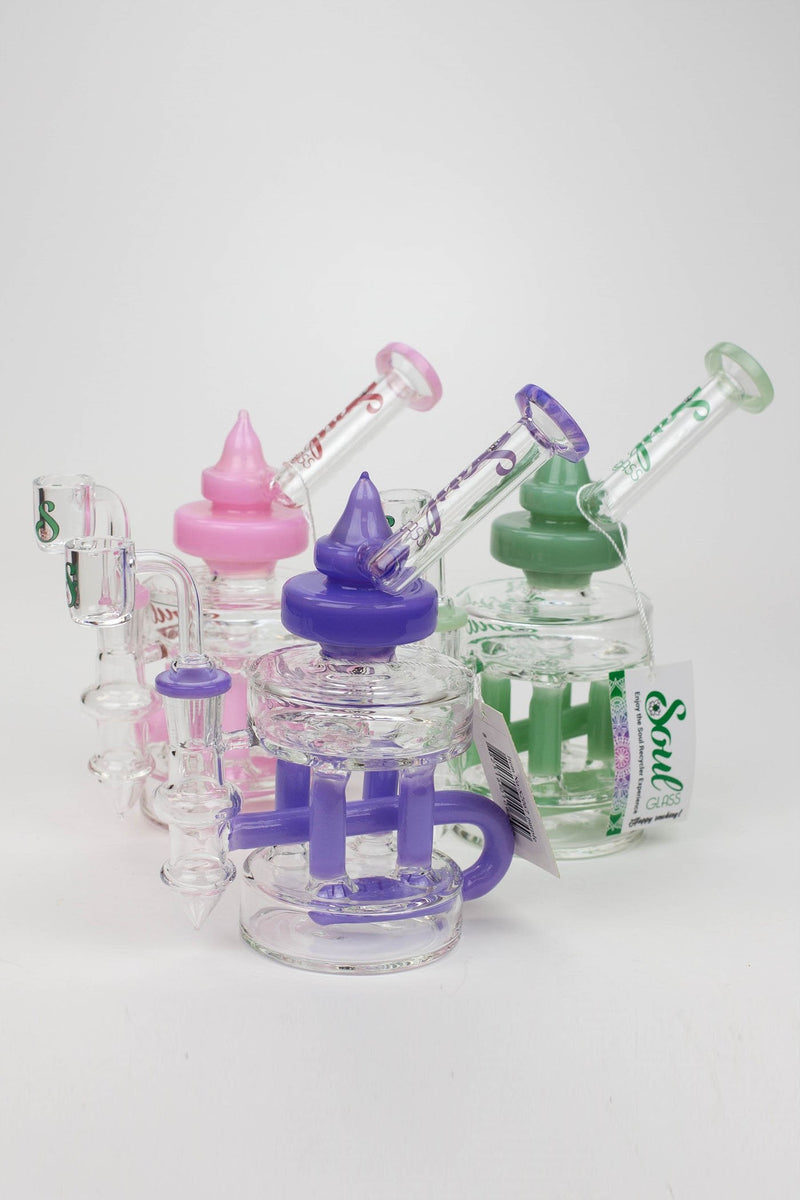 Three SOUL Glass 8 inch Cube Chamber Recycler Dab Rig Hybrids