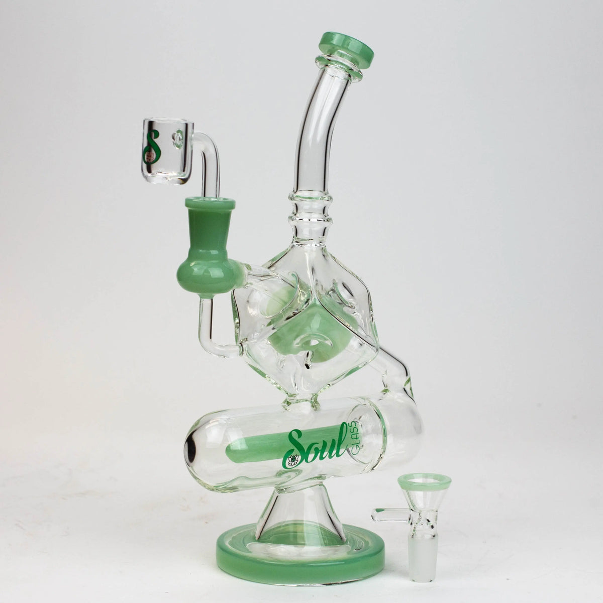 Green SOUL Glass 9 Inch Inline Diffuser Dab Rig Hybrid with honeycomb diffuser