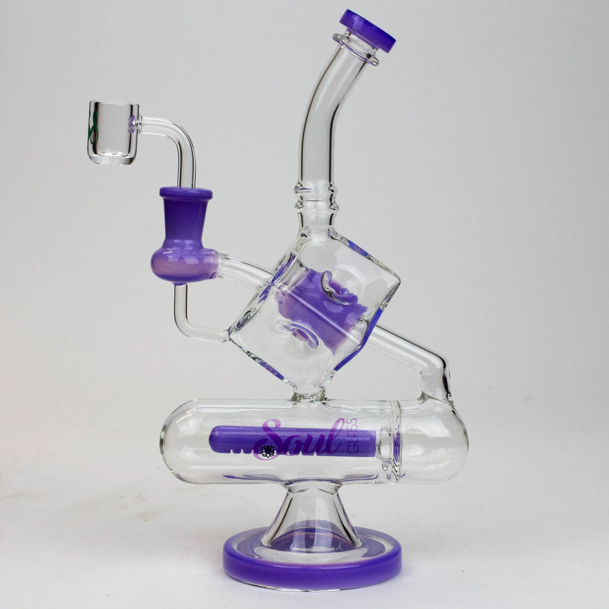 SOUL Glass 9 Inch Inline Diffuser Dab Rig Hybrid in Purple