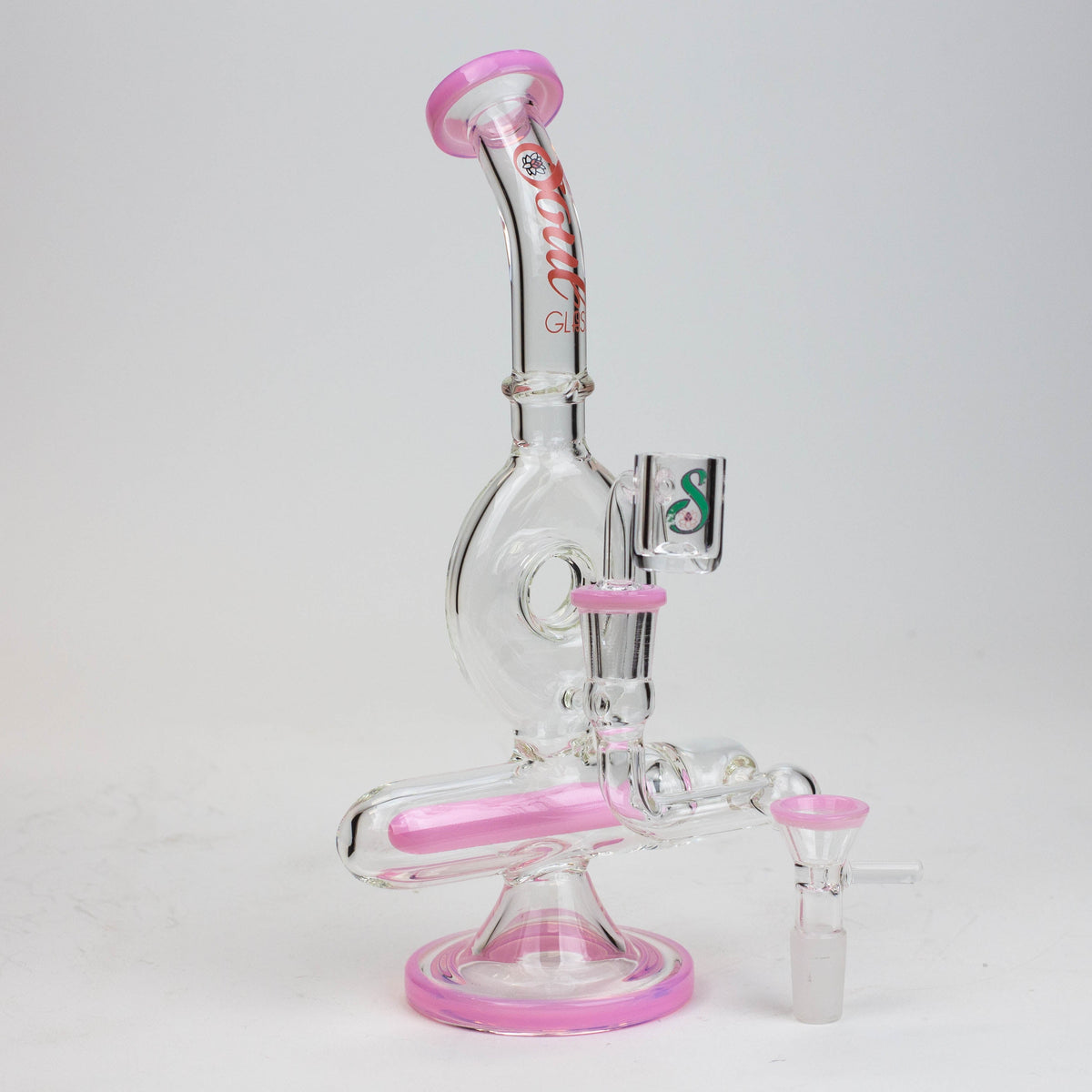 8 Inch SOUL Glass Donut Recycler Dab Rig Hybrid with inline diffuser