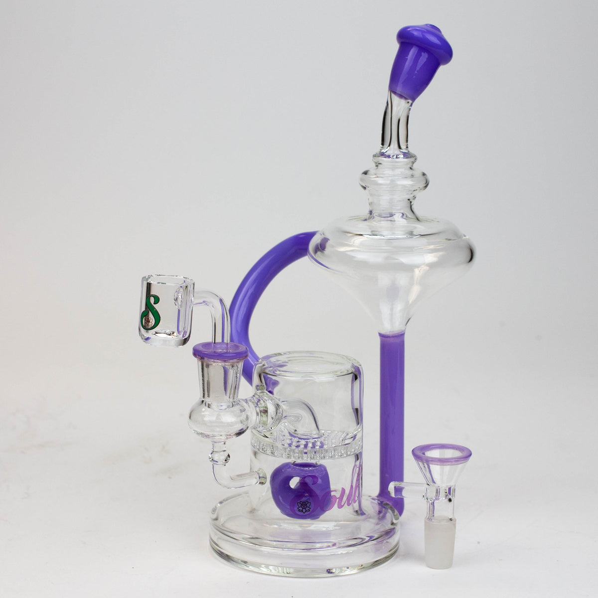 9 Inch Spinning Top Recycler Dab Rig Hybrid from SOUL Glass in Purple