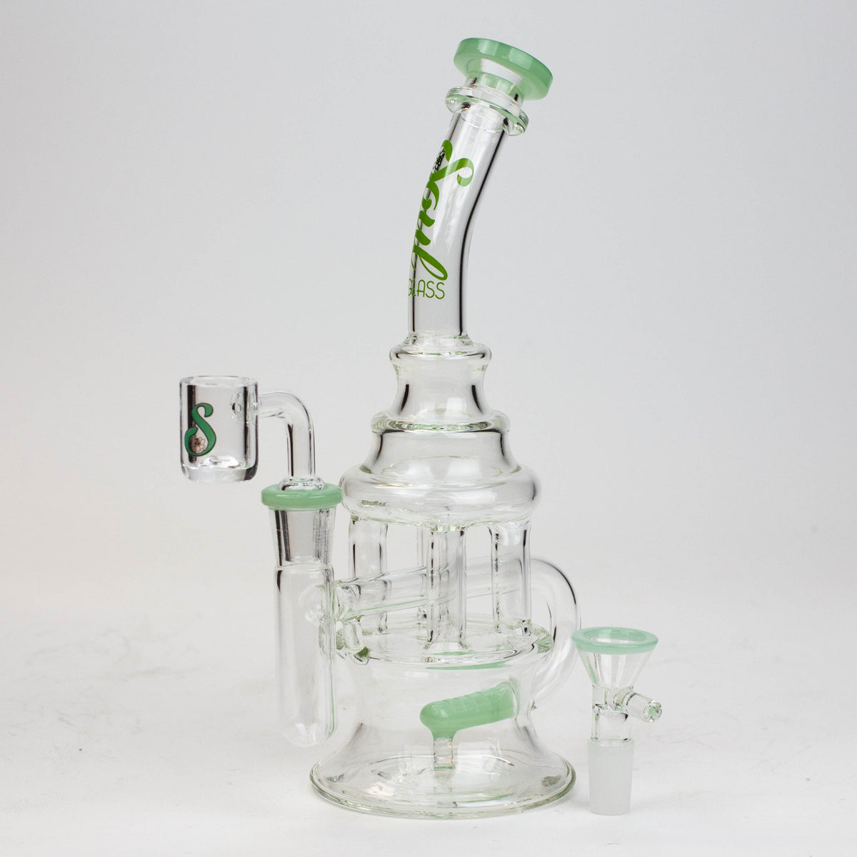 9 Inch SOUL Glass Magnum Recycler Dab Rig in Green