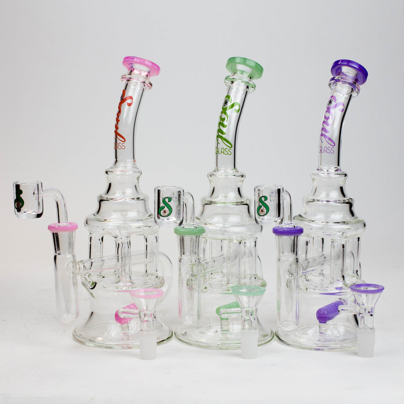 Three 9 Inch SOUL Glass Magnum Recycler Dab Rigs