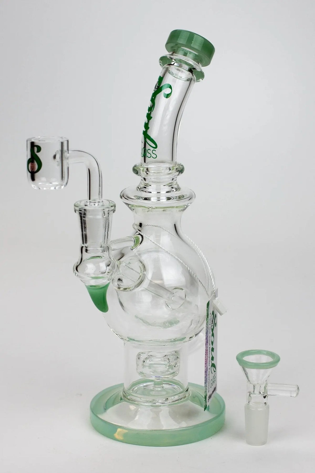 SOUL Glass 9.5 inch Sphere Recycler Dab Rig Hybrid in Green