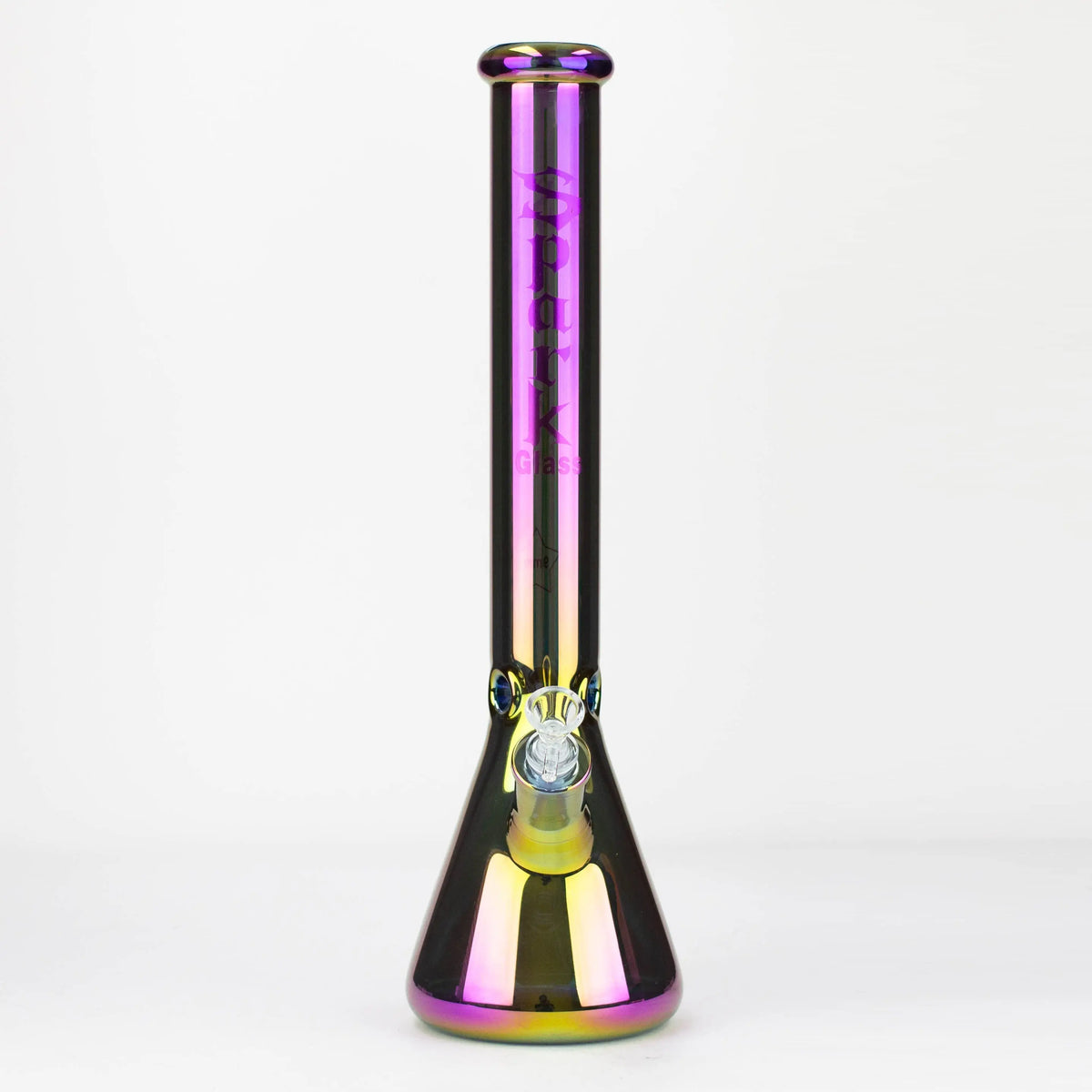 Front View of the 18 Inch Electroplated Beaker Bong from Spark in Purple