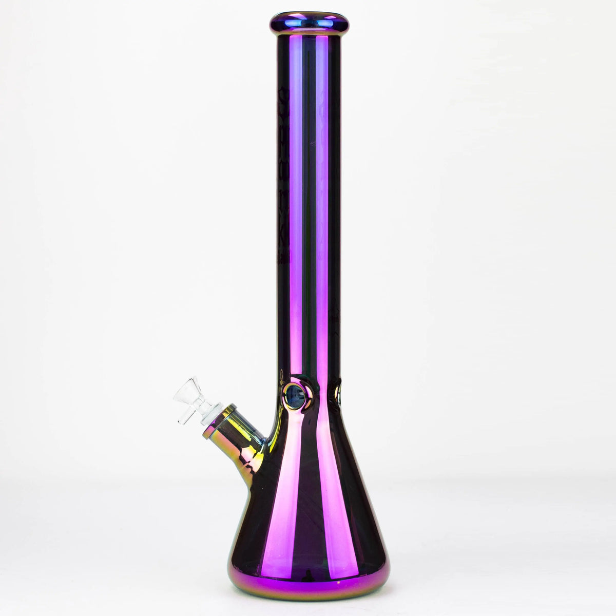 Side View of the purple 18 Inch Electroplated Beaker Bong from Spark