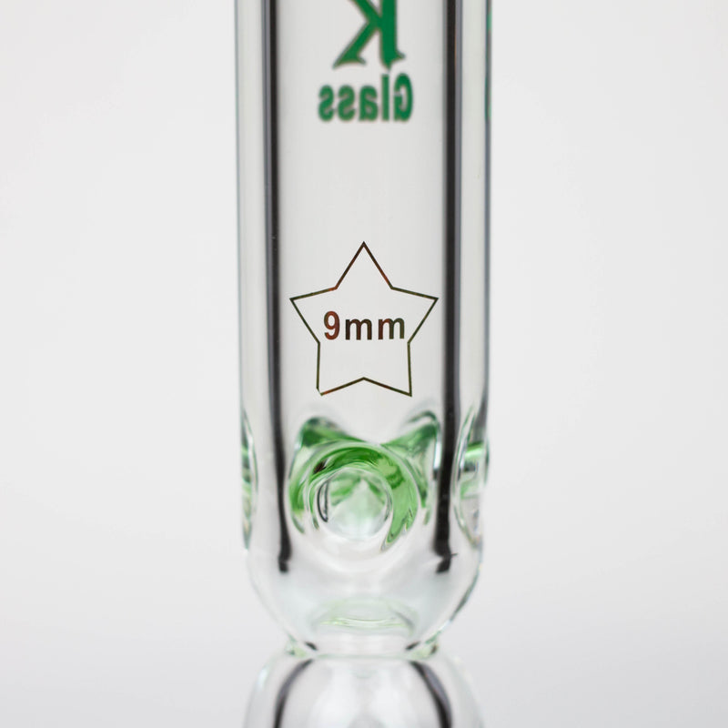 9mm glass body of the 17.5 Inch Hour Glass Perc Beaker Bong from Spark Glass