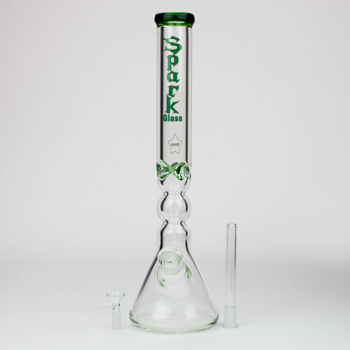 17.5 Inch Hour Glass Perc Beaker Bong from Spark Glass with bowl piece and glass downstem