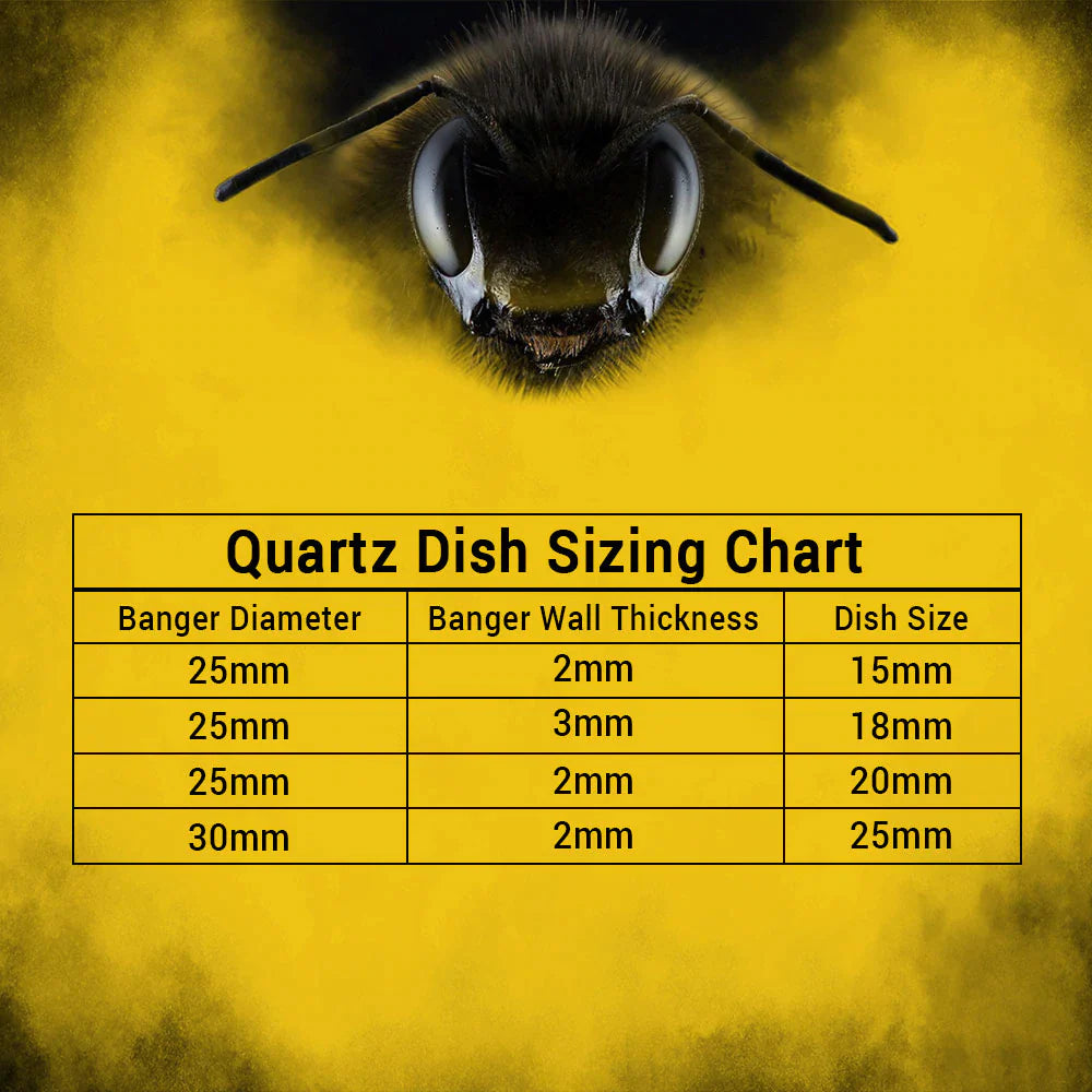 Size chart for the Thermal Chamber Quartz Banger from Honeybee Herb