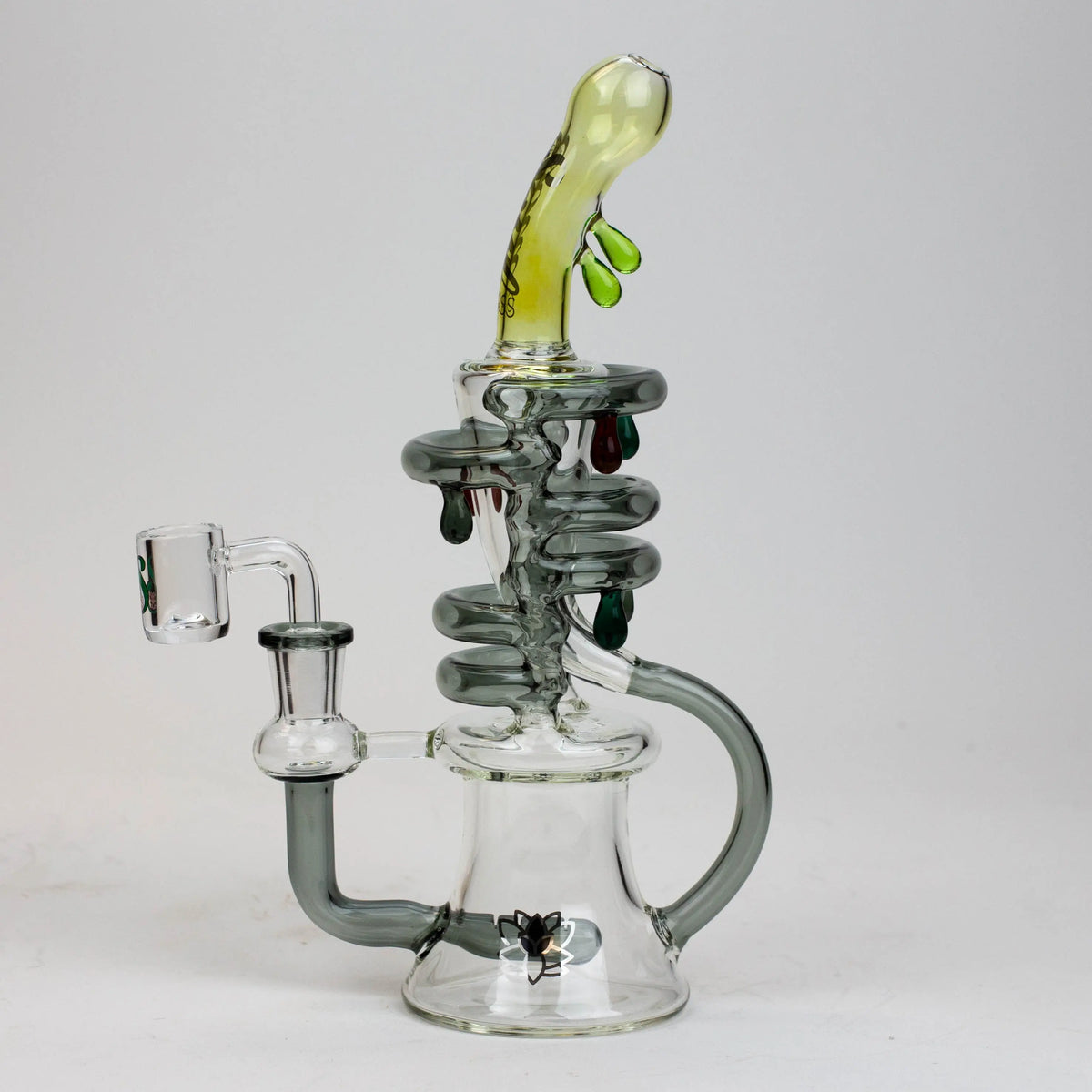 Side View of the 9 Inch Vortex Recycler Dab Rig with inline diffuser From SOUL Glass