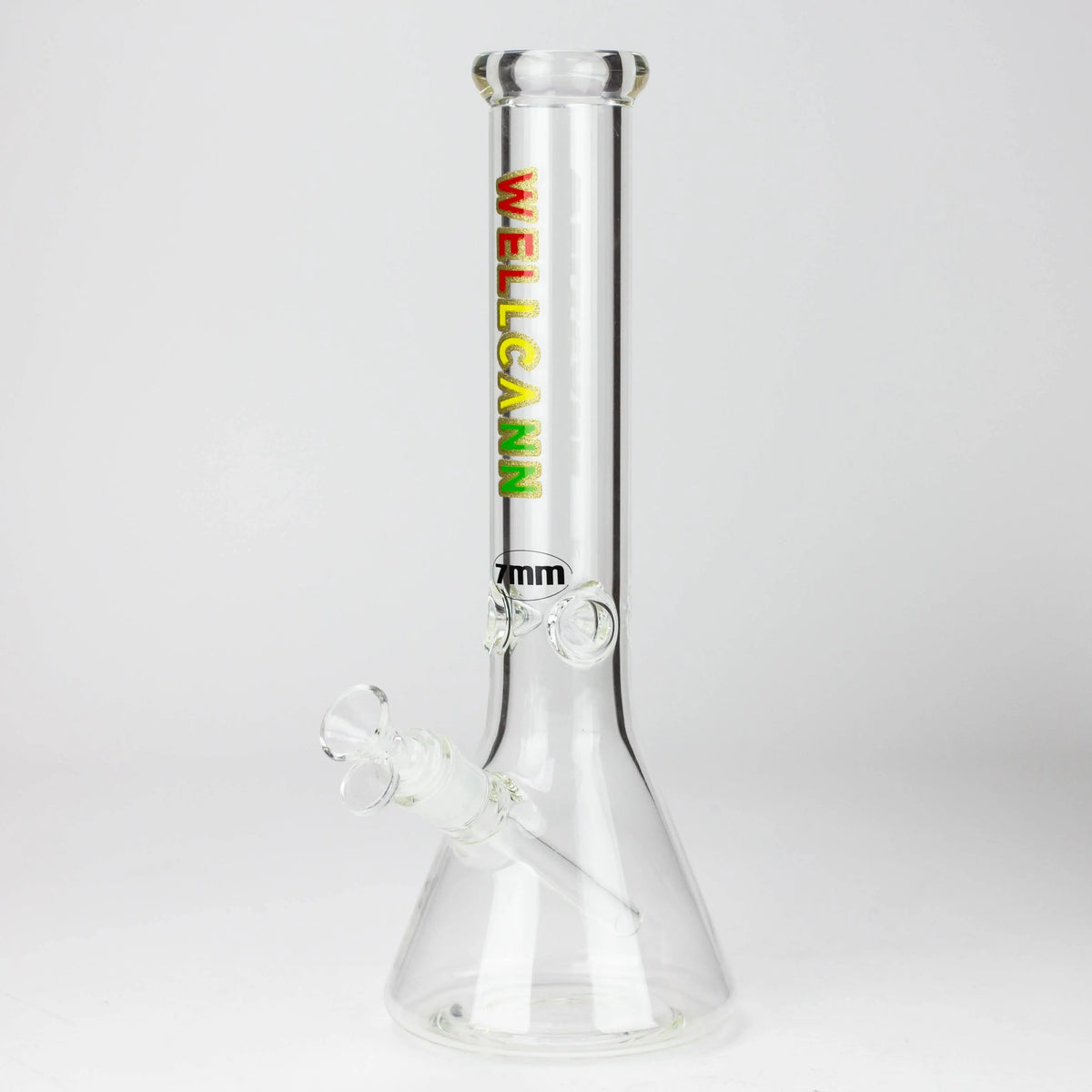 14 Inch Glass Beaker Bong by Wellcann in Rasta Color