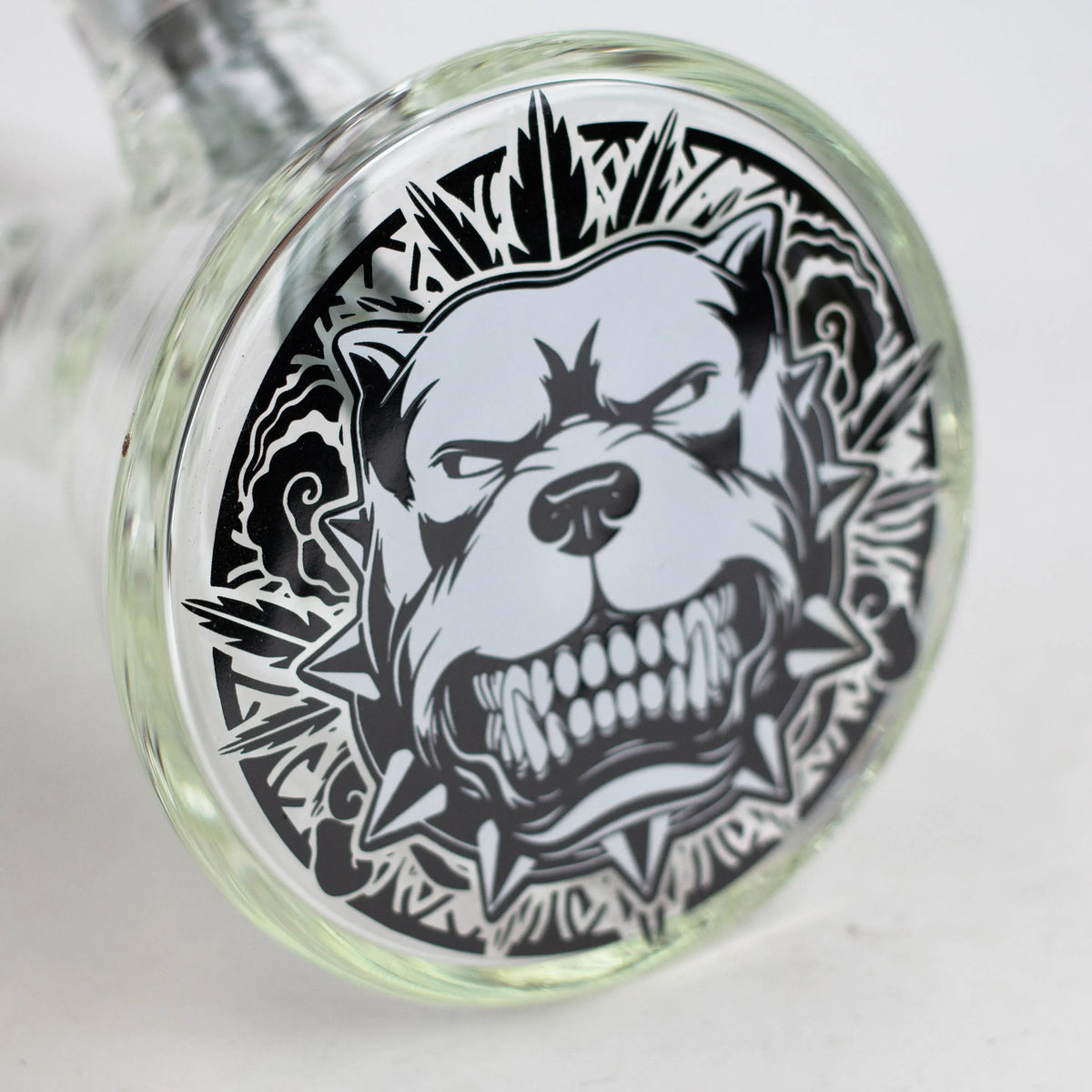 Bulldog Design on bottom base of the WENEED 12 Inch Animal Kingdom Beaker Bong