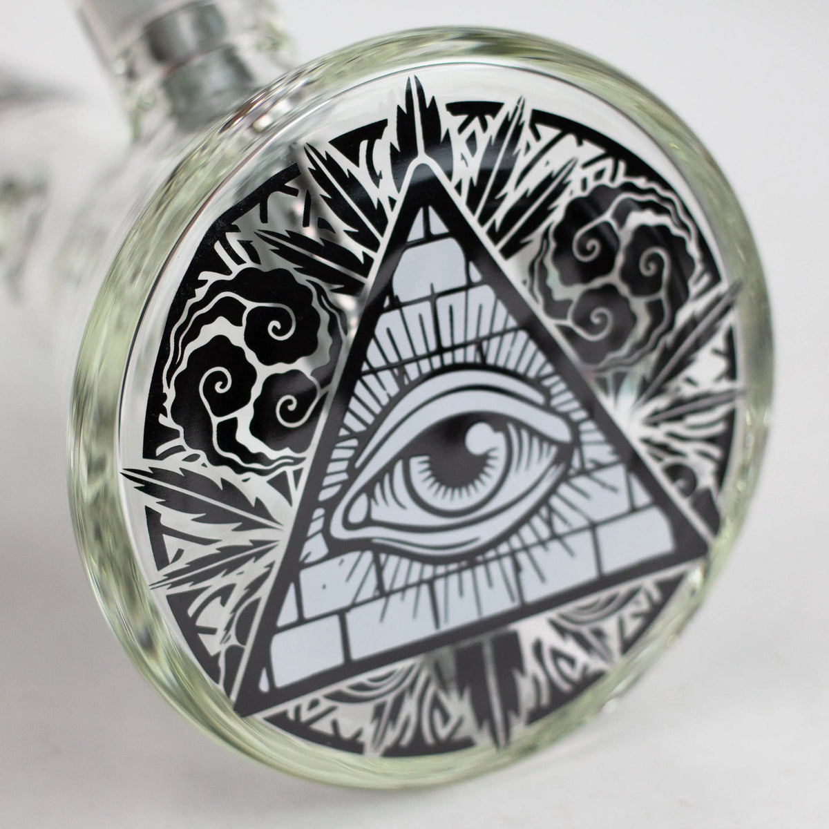 Illuminati Design on bottom base of the WENEED 12 Inch Animal Kingdom Beaker Bong