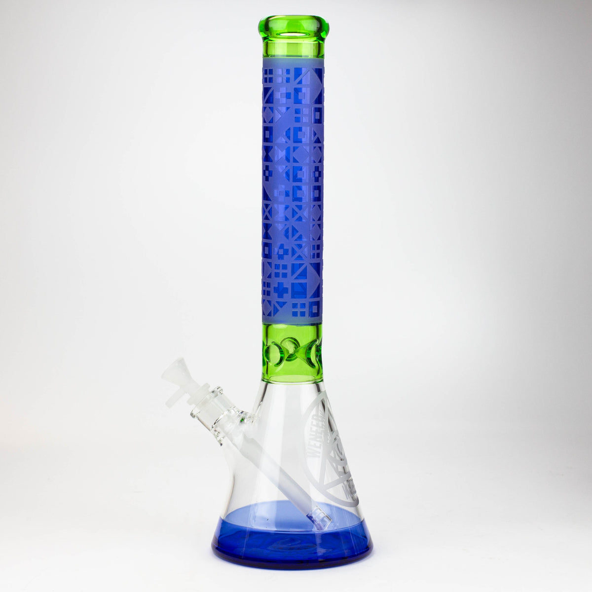 WENEED 18 inch Cipher Text Beaker Bong in Blue and Green