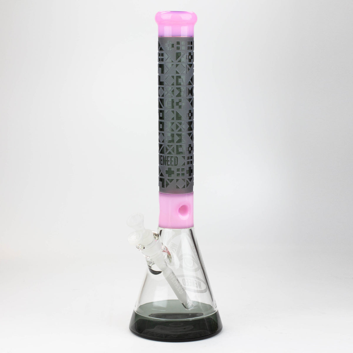 WENEED 18 inch Cipher Text Beaker Bong in Pink and Black