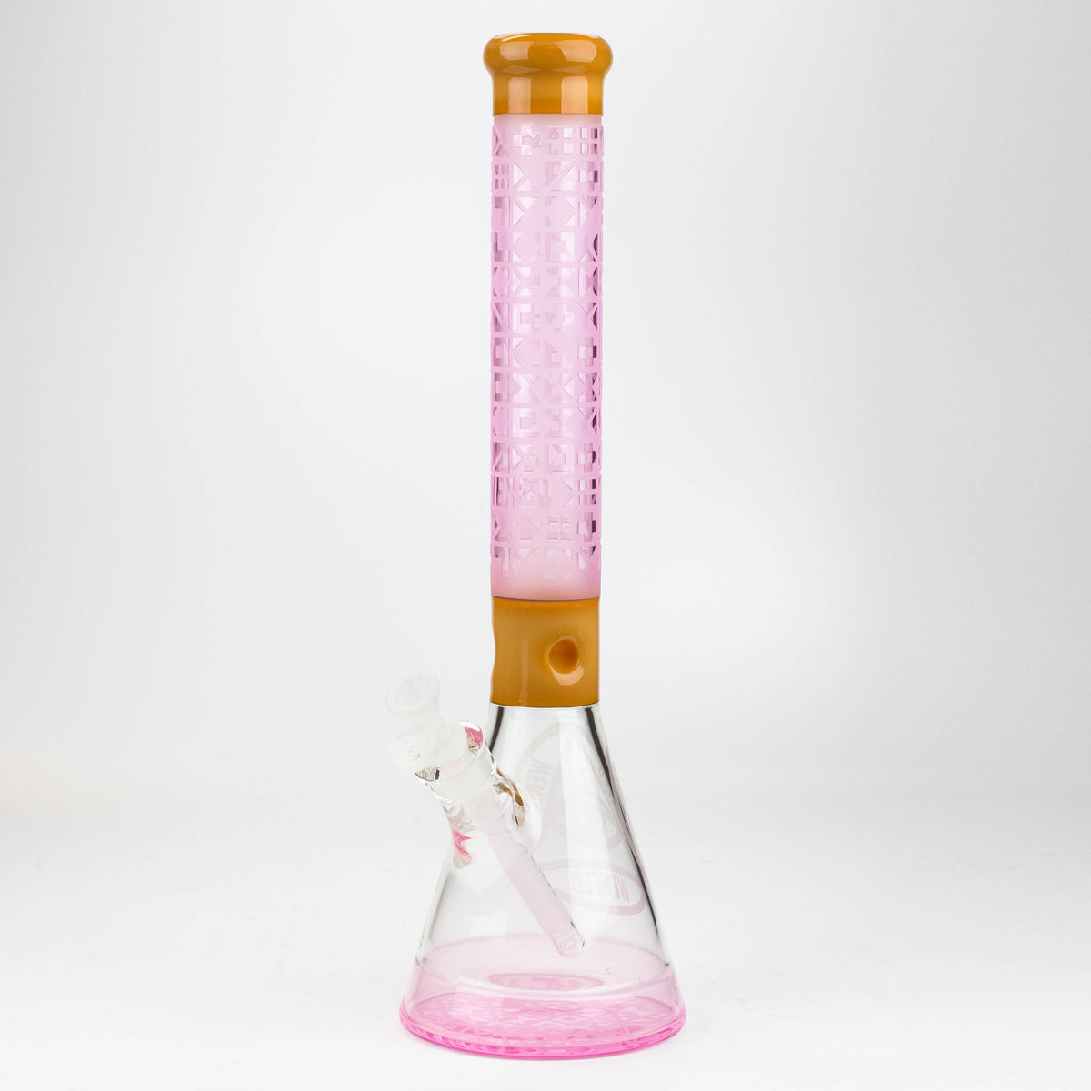 WENEED 18 inch Cipher Text Beaker Bong in Pink and Yellow