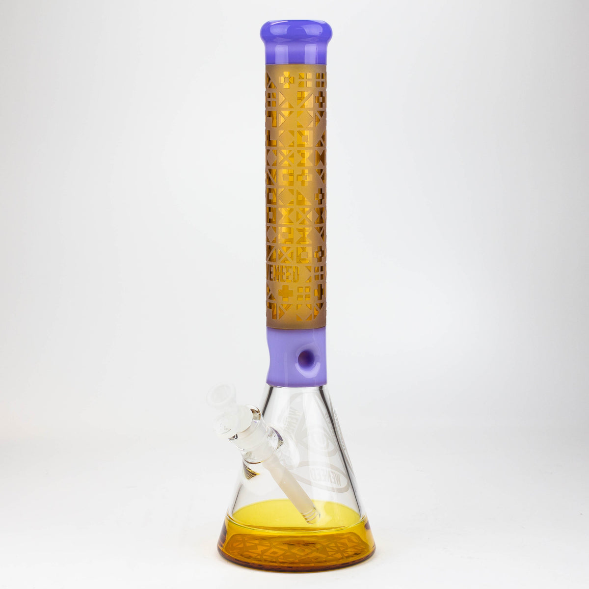 WENEED 18 inch Cipher Text Beaker Bong in Purple and Yellow