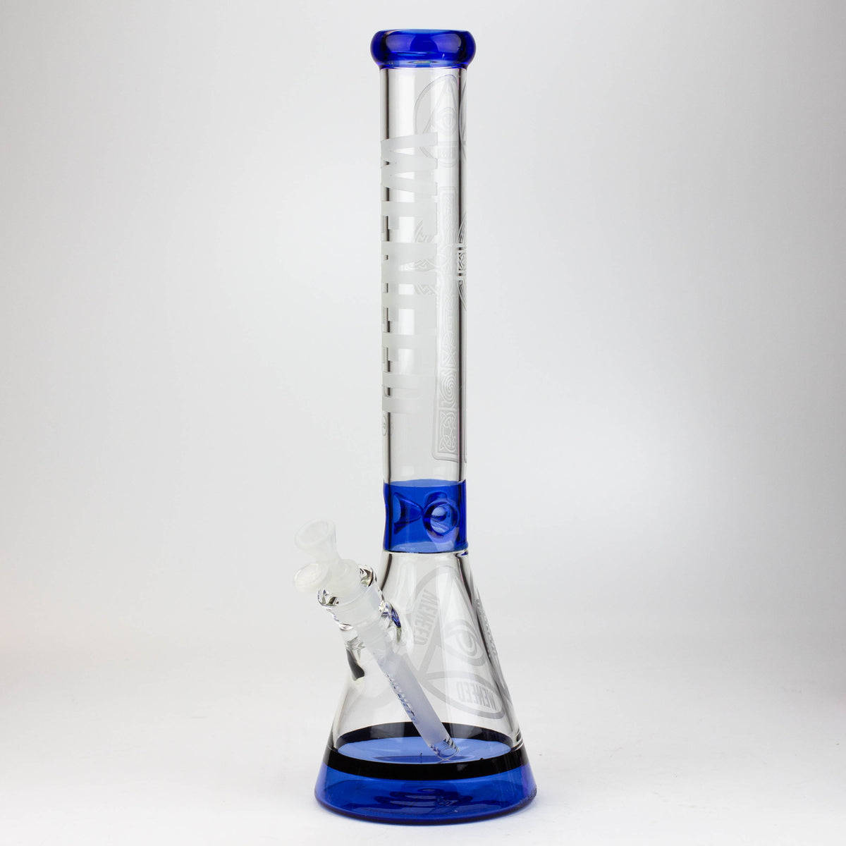 WENEED 18-inch Clear Crucifix Blue Beaker Bong 