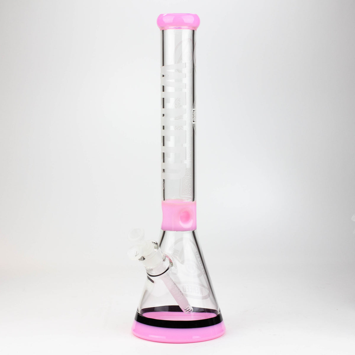 WENEED 18-inch Clear Crucifix Pink Beaker Bong 