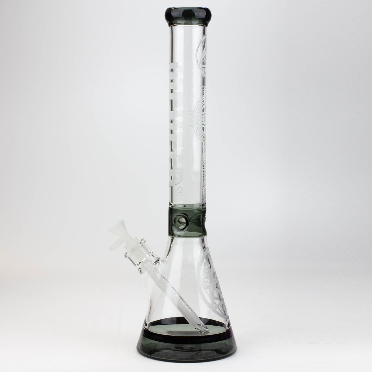 Side View of the WENEED 18-inch Clear Crucifix Beaker Bong in black