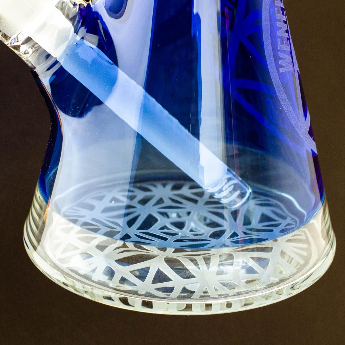 Glass Base and Downstem of the WENEED- 18 Inch Lattice Web Beaker Bong 