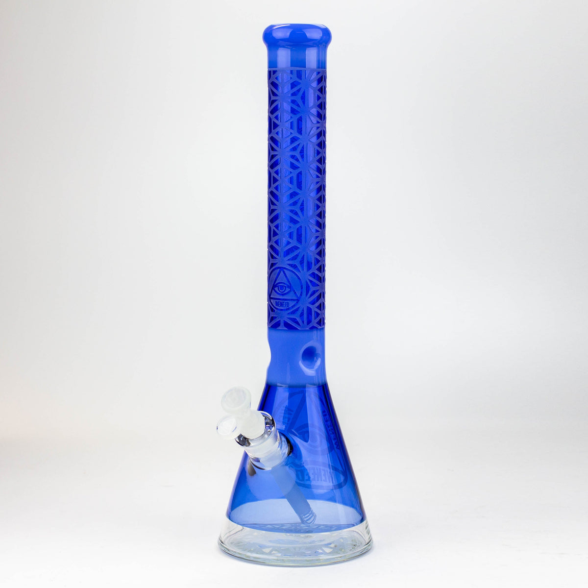 Side view of the WENEED- 18 Inch Lattice Web Beaker Bong in Blue