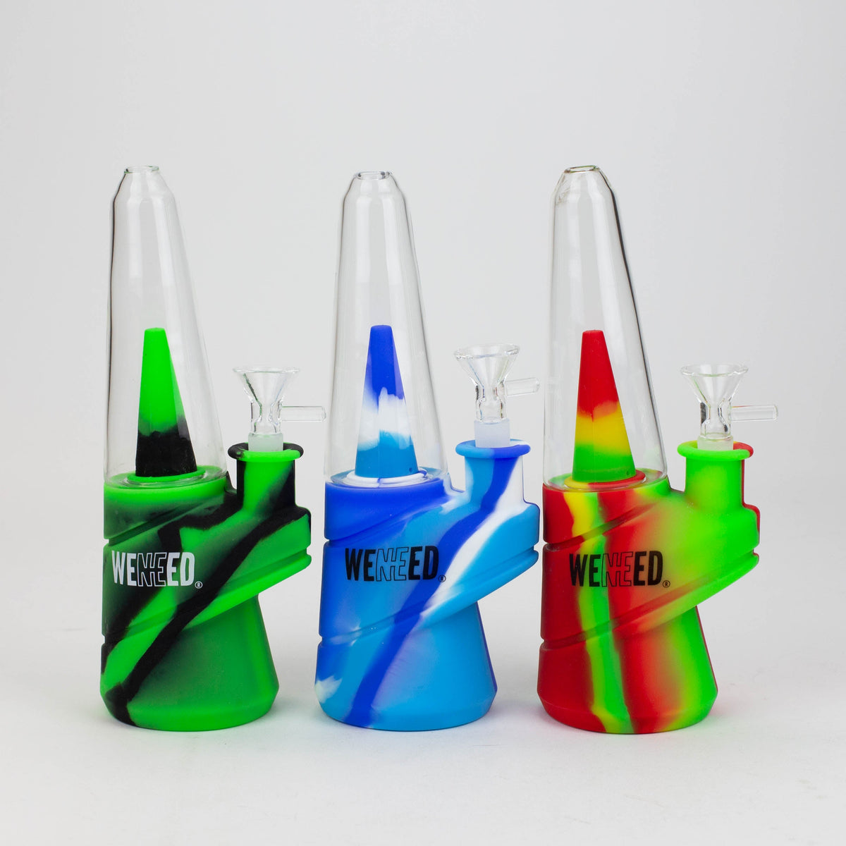 Three 8.5 inch WENEED Puffco Silicone Bongs