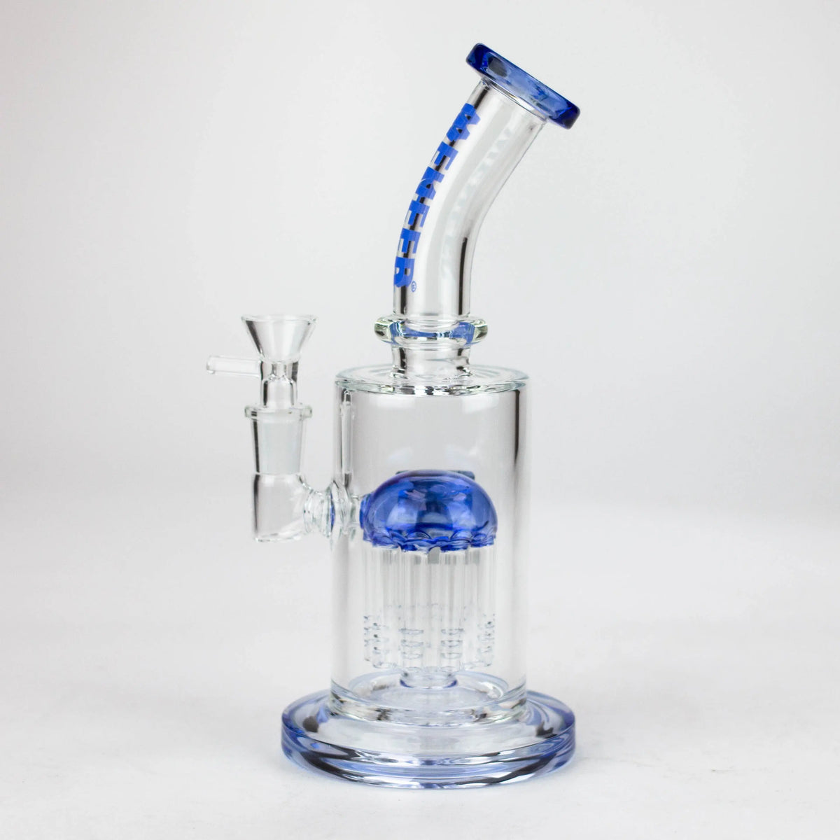 Side View of the WENEED 10 inch Tree Perc Bong in Blue