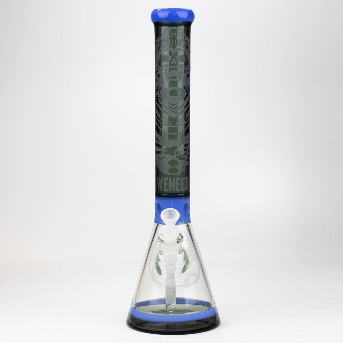 Front View of the WENEED 18 Inch Undead Warrior Blue Beaker Bong