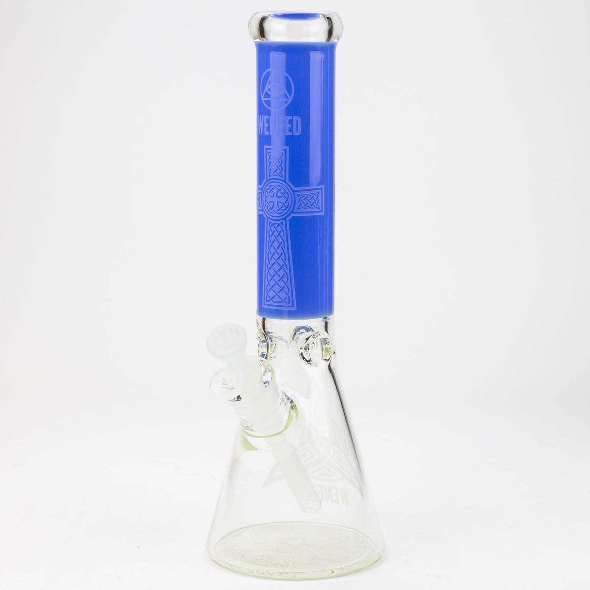 WENEED® -14" Diamond Crucifix Light Blue Glass Beaker Bong 