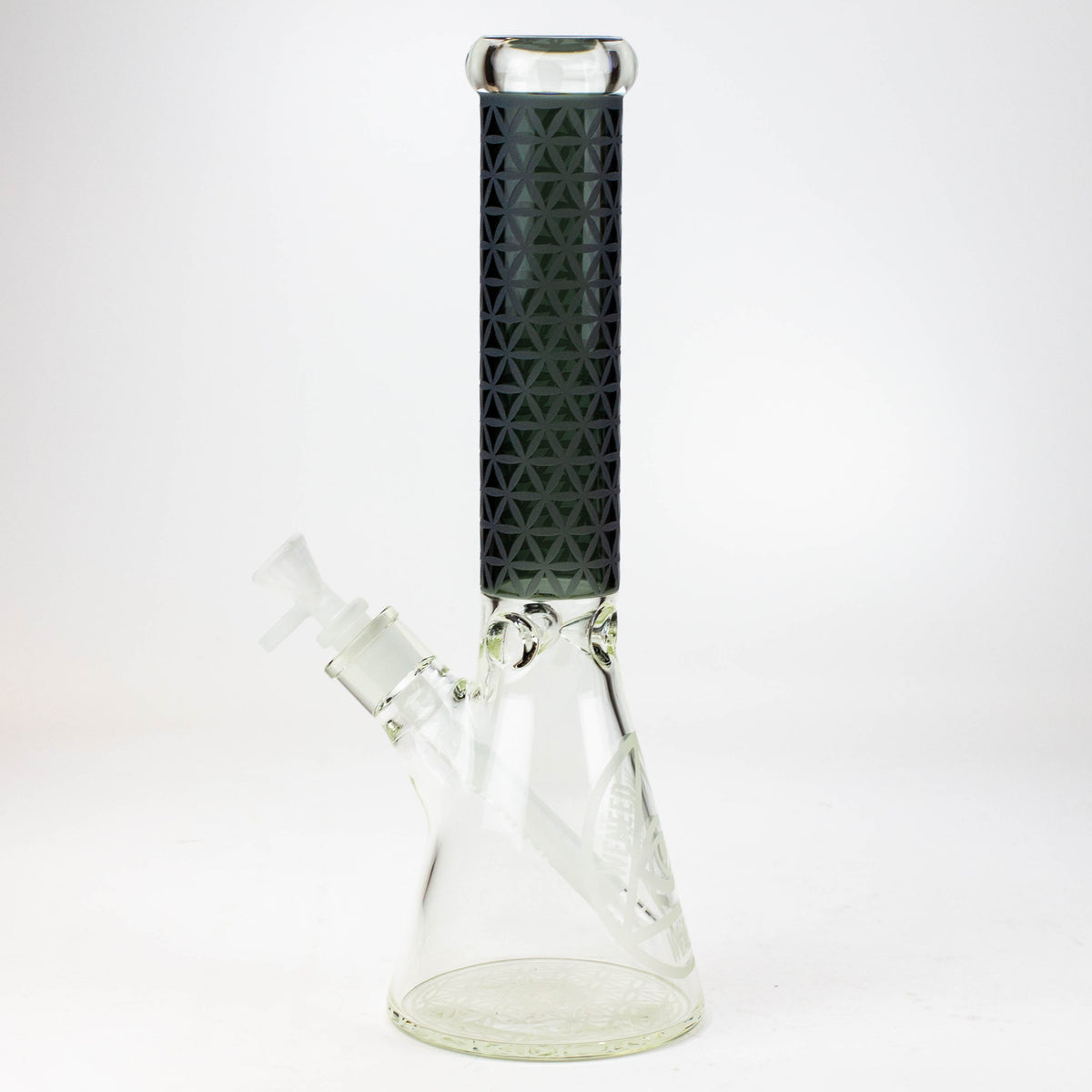 Side view of Black WENEED Vector Grid Beaker Bong.