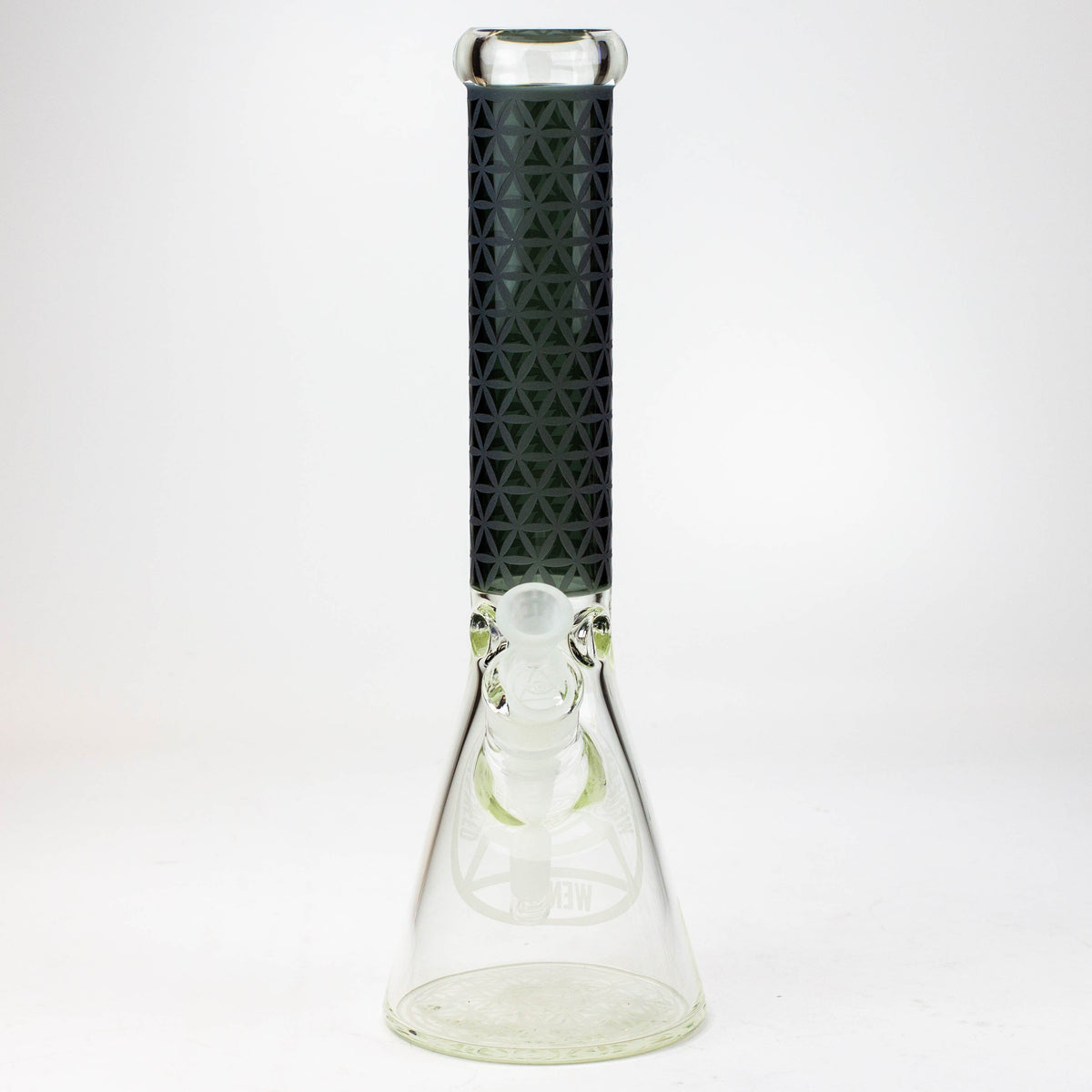 Front view of Black WENEED Vector Grid Beaker Bong.