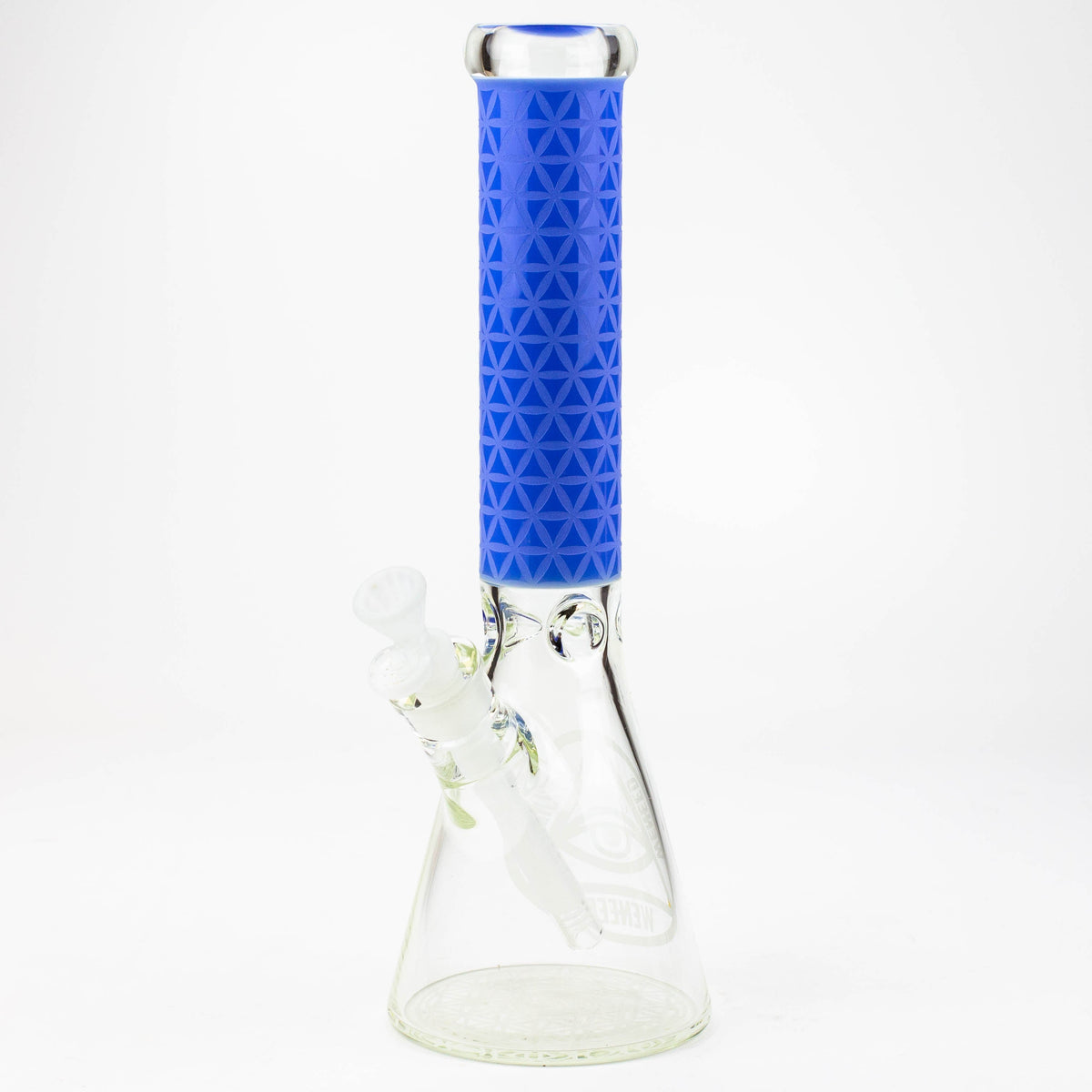 Jade 14-Inch WENEED Vector Grid Beaker Bong viewed at angle.